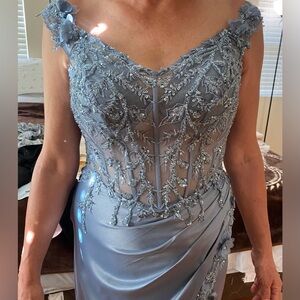 Beautiful blue-gray sequence dress